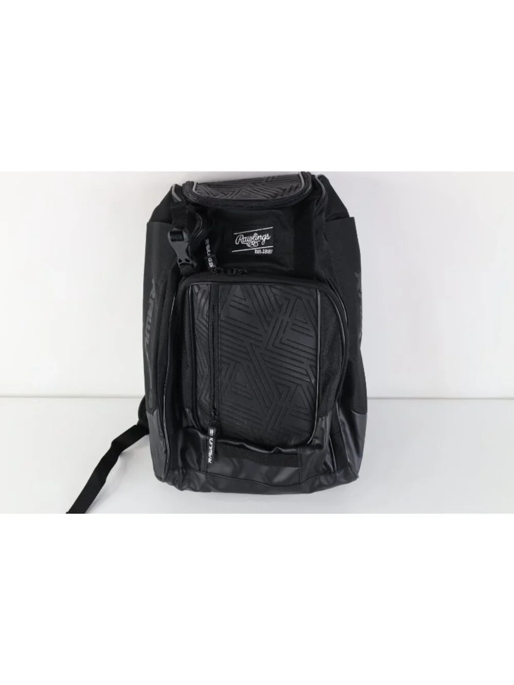 Rawlings Baseball Spell Out Bat Glove Holder Backpack Book Bag Carry On Black